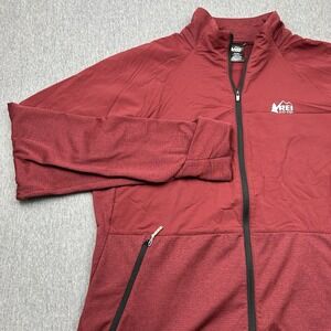 REI Full Zip Softshell Red Jacket Zip Pockets Men's XL Lightweight